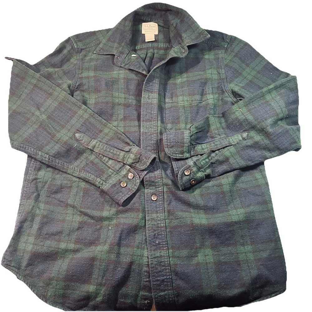 LL Bean Men's Flannel Plaid Size M Reg 228061 EUC